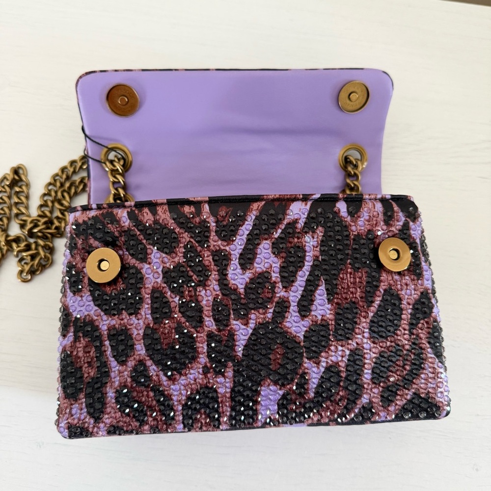 Kurt Geiger Purple Leopard Crystal Satin Brixton Bag - Picture 10 of 14